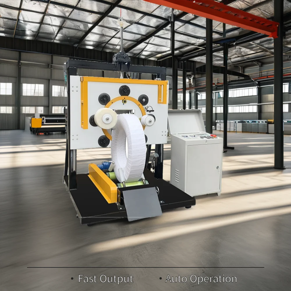 Automatic Vertical Tire/Tyre/Steel Strip Coil/Cable Coil Plastic Film Wrapping Packing Machine with CE