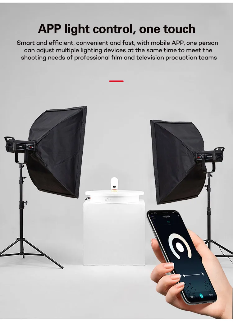 Super Bright 500w Dimmable Photography App Control Led Cob Video Light