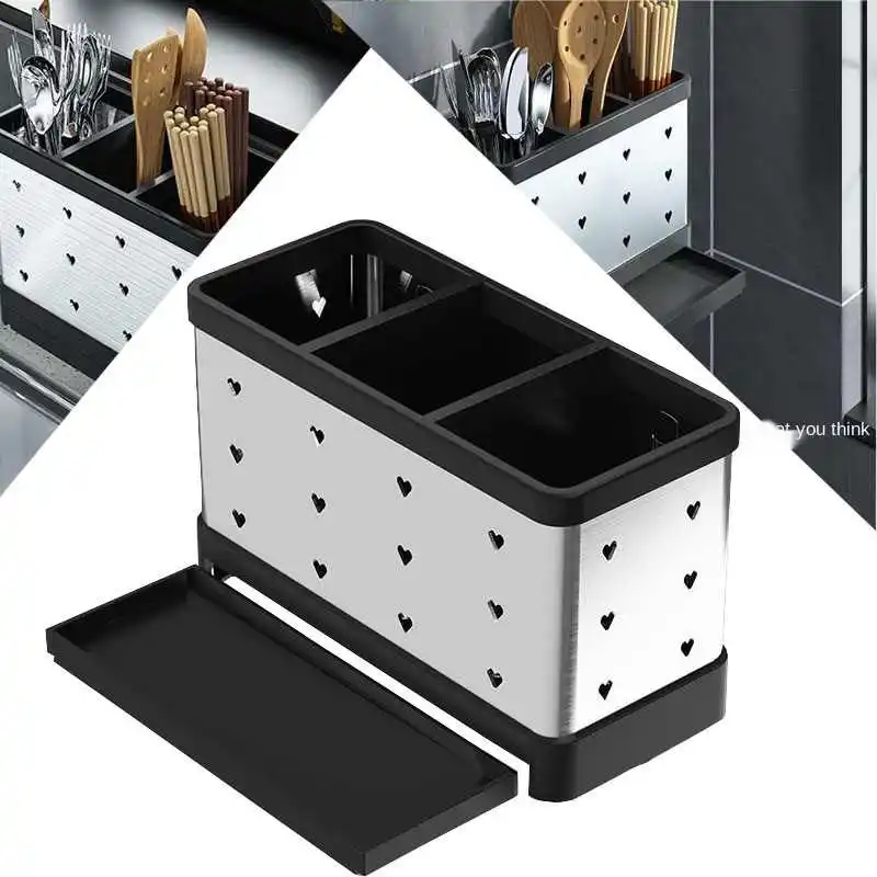 Black Storage Rack Multifunction Utensil Holder Chopsticks Cutlery Drying Shelf Flatware Drain Kitchen Tools for Kitchen