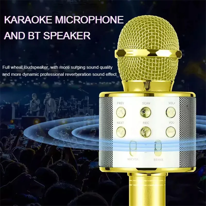 Portable Handheld Mic Speaker Kids Karaoke Microphone Wireless Bluetooth Karaoke Microphone for Singing