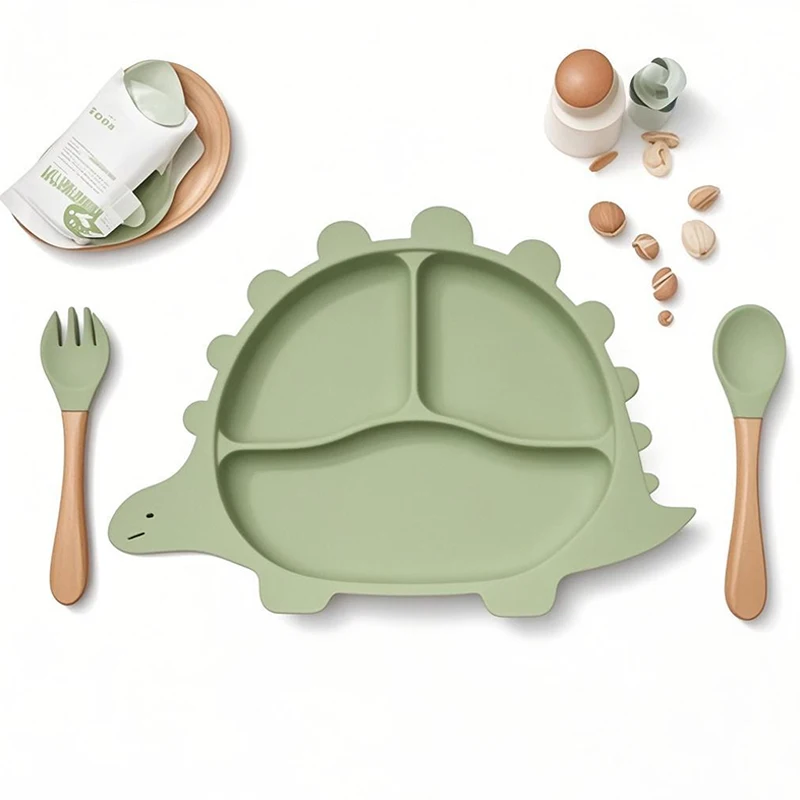 MHC Custom Newborn Dinner Set Waterproof Silicone Suction Bowl Spoon Ceramic Plate Kid-Friendly Food Grade Baby Set Box