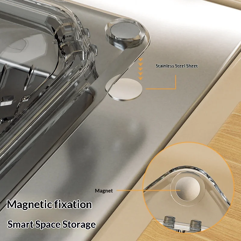 Magnetic Draining Triangular Kitchen Sink Filter, Household Food Residue and Kitchen Waste Storage Rack