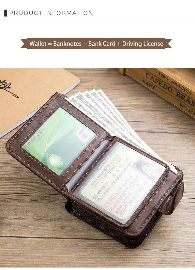 Bullcapatin Rfid Credit Card Holder Small Leather Zipper Card Case ...