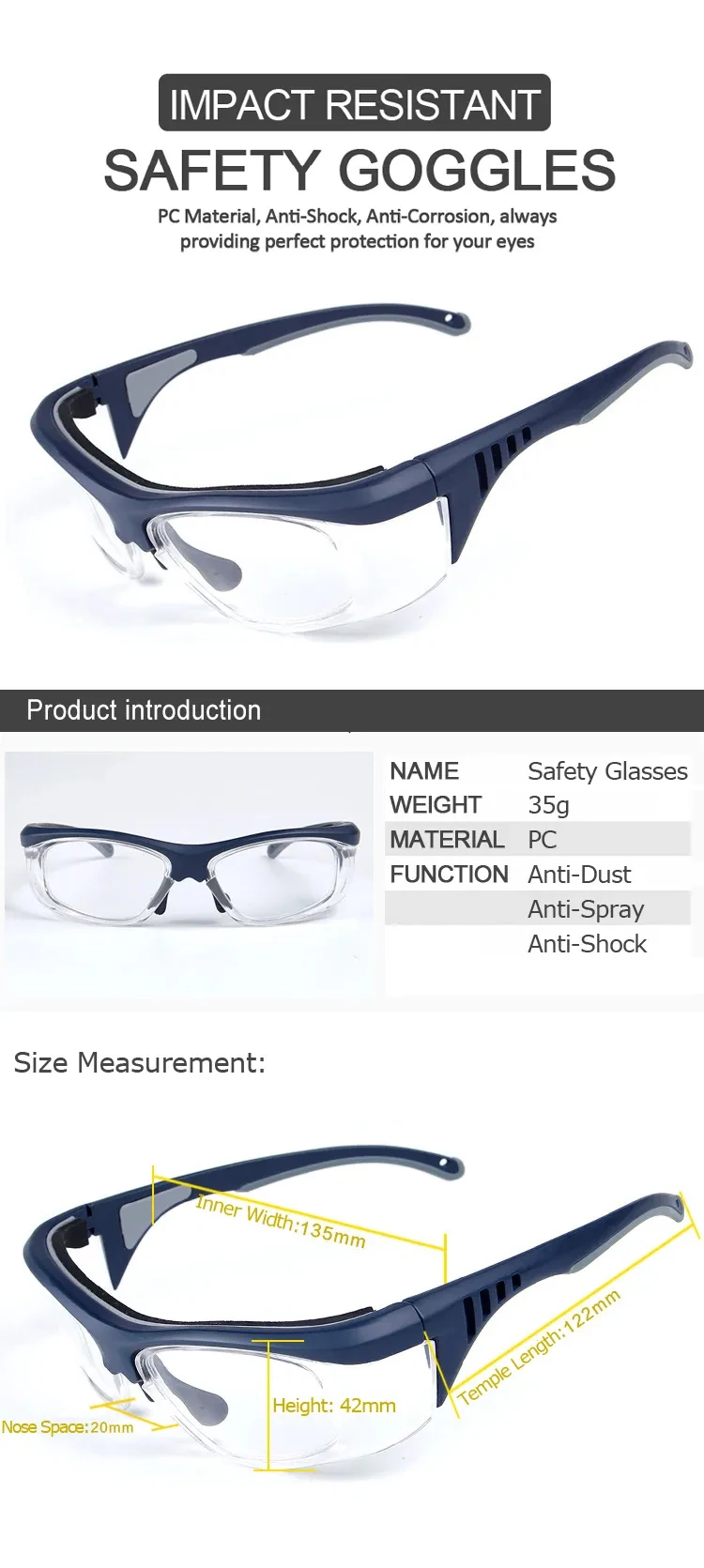 Hbc Ansi Z87 Safety Goggles Eye Protection Safety Glasses Work Safety Eye Goggles Transparent
