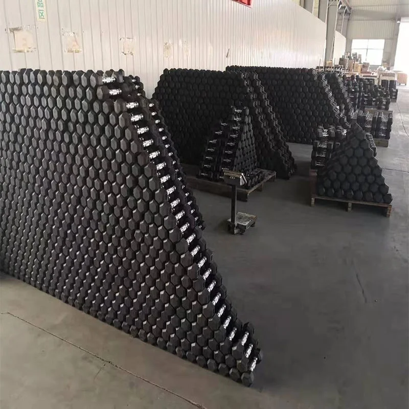 Wholesale Custom Logo Iron Rubber Hexagonal Dumbbells Set Free Weights