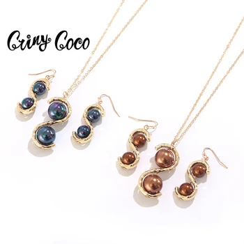 Cring CoCo New Samoan Retro Palace Style S Letter Color Pearl Necklace Set Hawaiian Boho Chic Jewelry Sets Wholesale