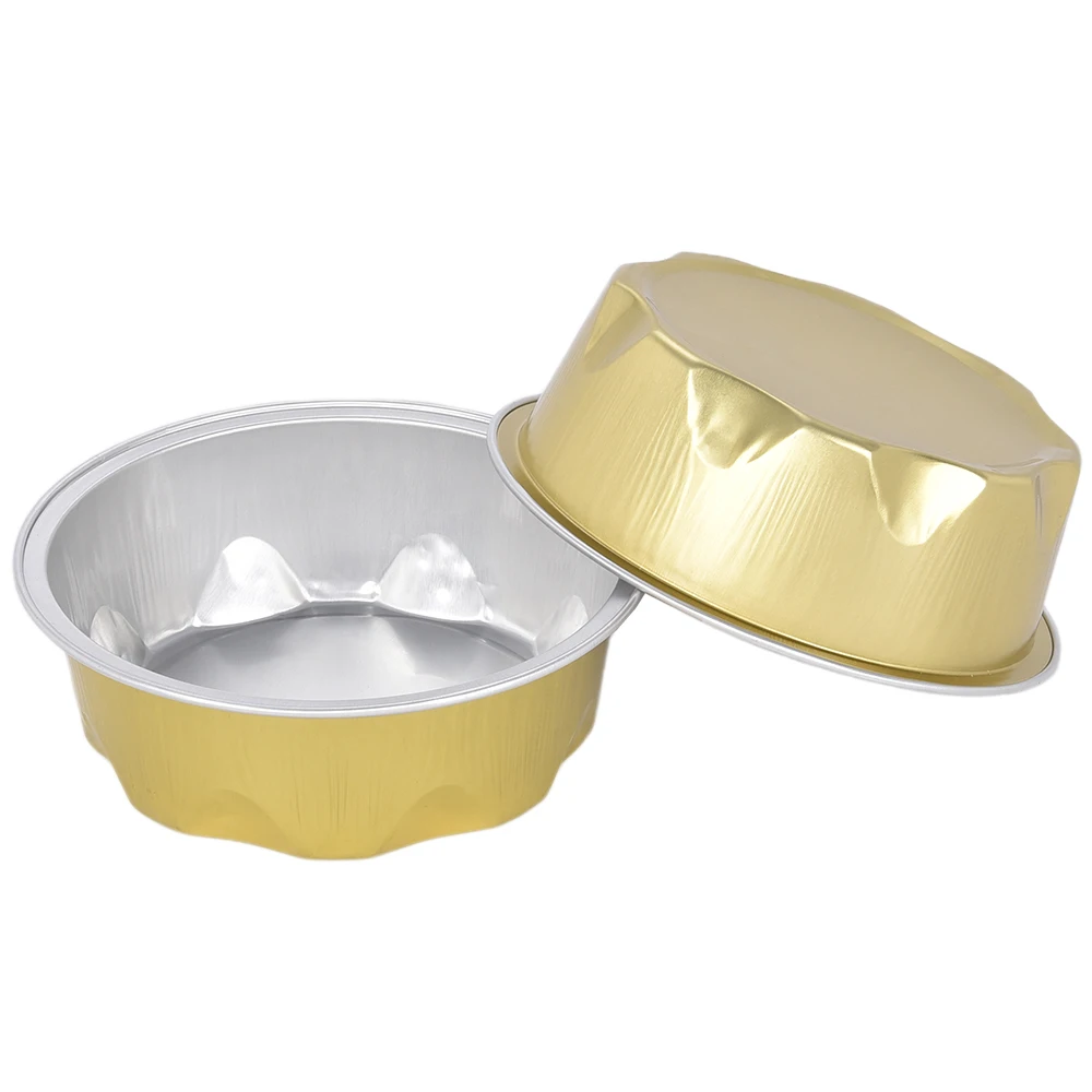 product y100 338oz 100ml disposable restaurant baking aluminium round foil food containers with lid cover for takeaway food-2