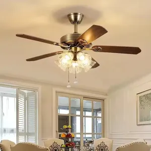 Luxury Modern Chandelier Outdoor Remote Control Led Silent Ceiling Fan with Light