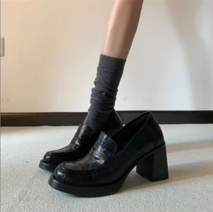 2026 Fashion Women's Genuine Leather Loafers Thick-Soled Height Increasing Casual Shoes for Summer/Winter