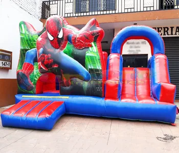 Commercial bouncing house inflatable bouncers for children castillo inflable spiderman jumping castle with slide