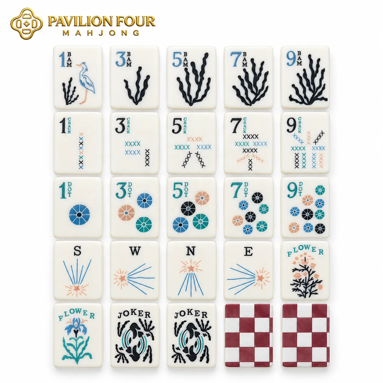 Art Illustrated American Mahjong Set,160Pcs Acrylic Tiles,Ocean Coral Pattern Custom Mahjong Game Set Wholesale