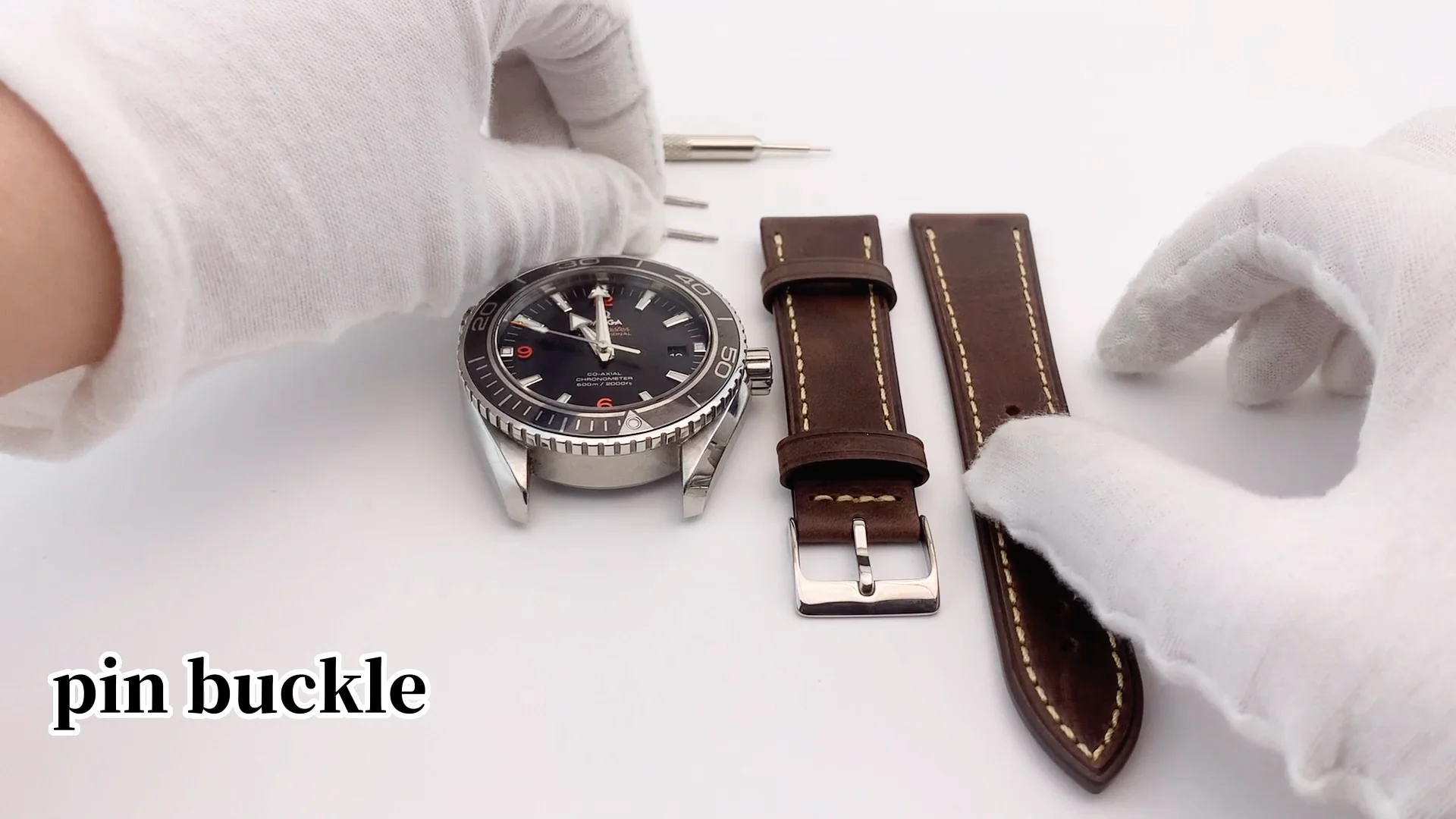 20mm Quick Release Watch Strap Genuine Leather Watch Band Wrist Pin Buckled Adjustable Leather