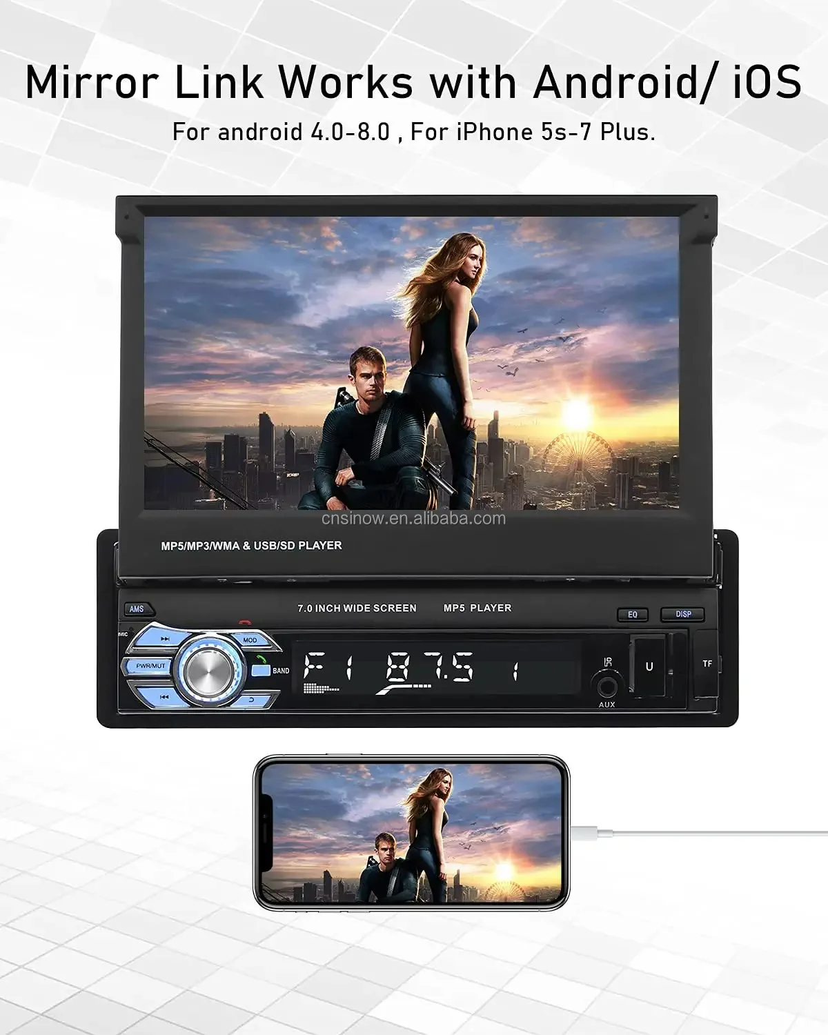 Android Car Stereo Single Din 7 Inch Flip Out Touch Screen In Dash Gps ...