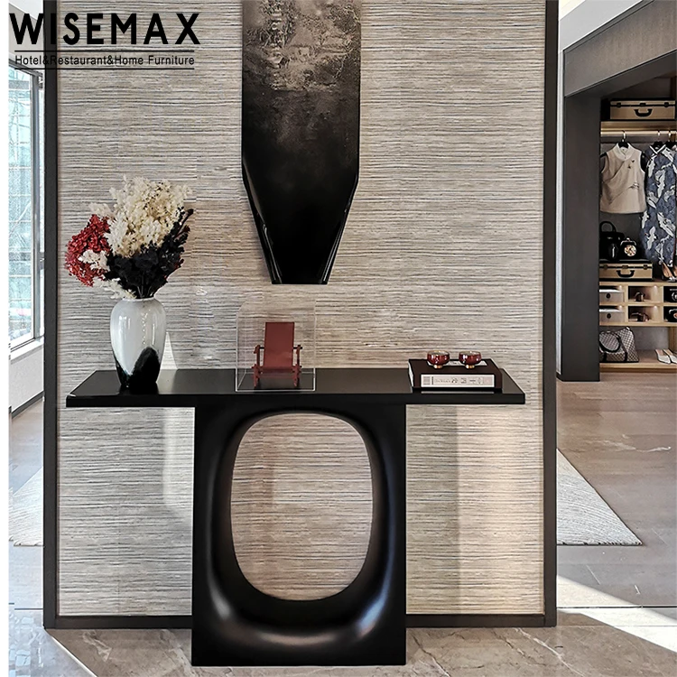 WISEMAX FURNITURE Light Luxury Modern Nordic Table for Living Room Hotel Marble and Fiber Glass Console Table