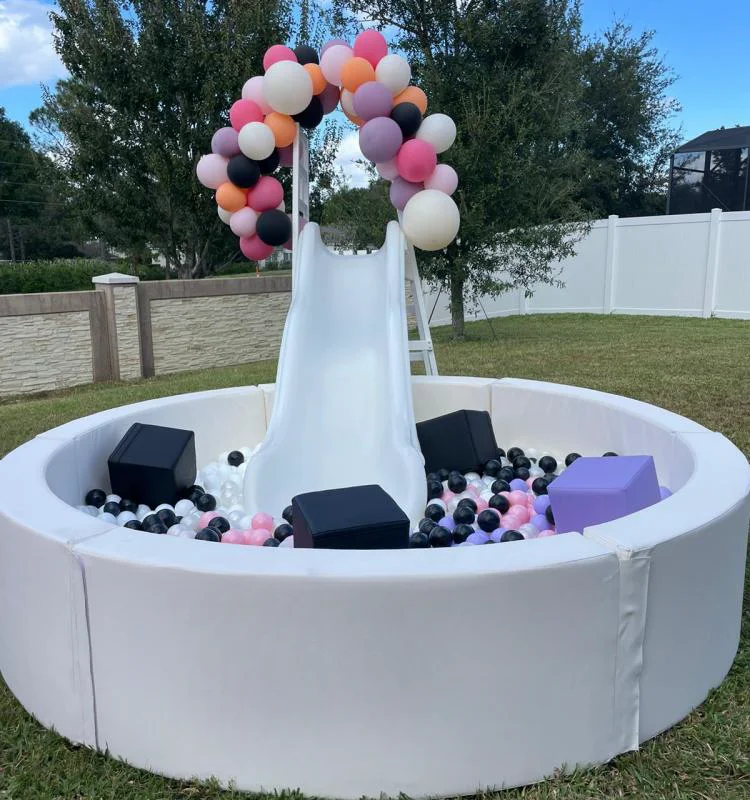 Popular White Clear Ball Pit Xl Large With Slide Party Event Rental