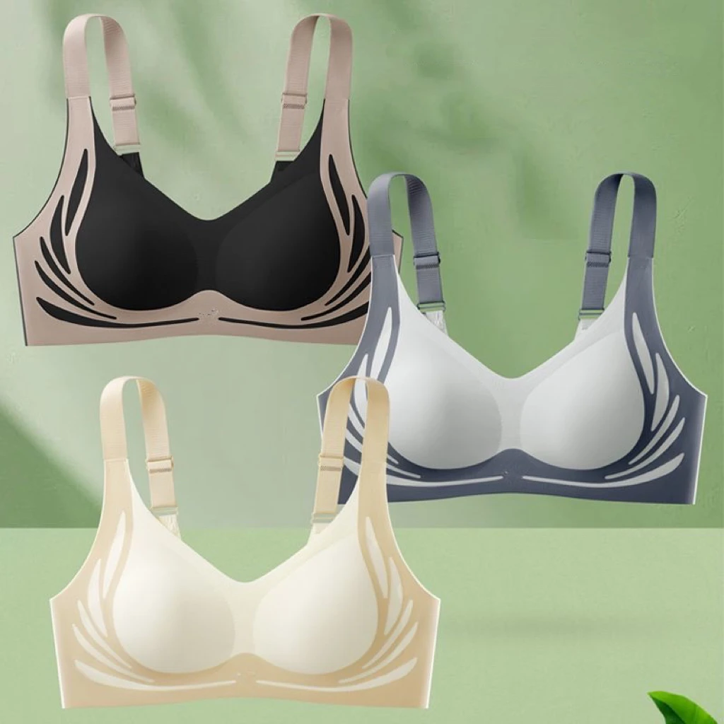 Qinelle Seamless Contrast-Trim Wireless Everyday Support Bra