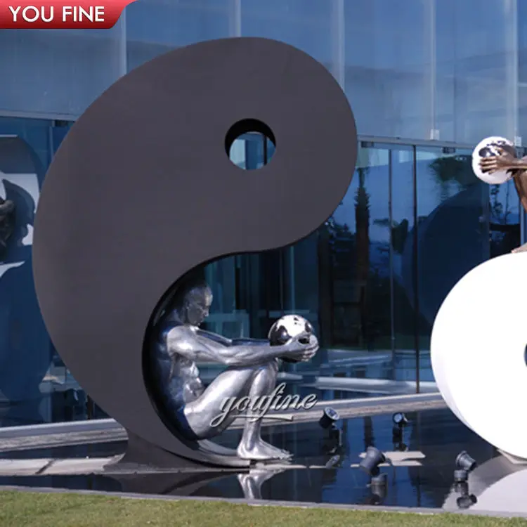 Outdoor Garden Metal Tai Chi Stainless Steel Harmony Sculpture by Lorenzo Quinn