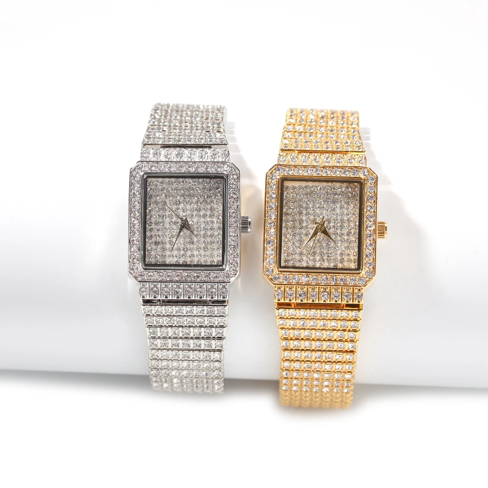 Bling Iced Out Silver Gold Women's Rapper Watch