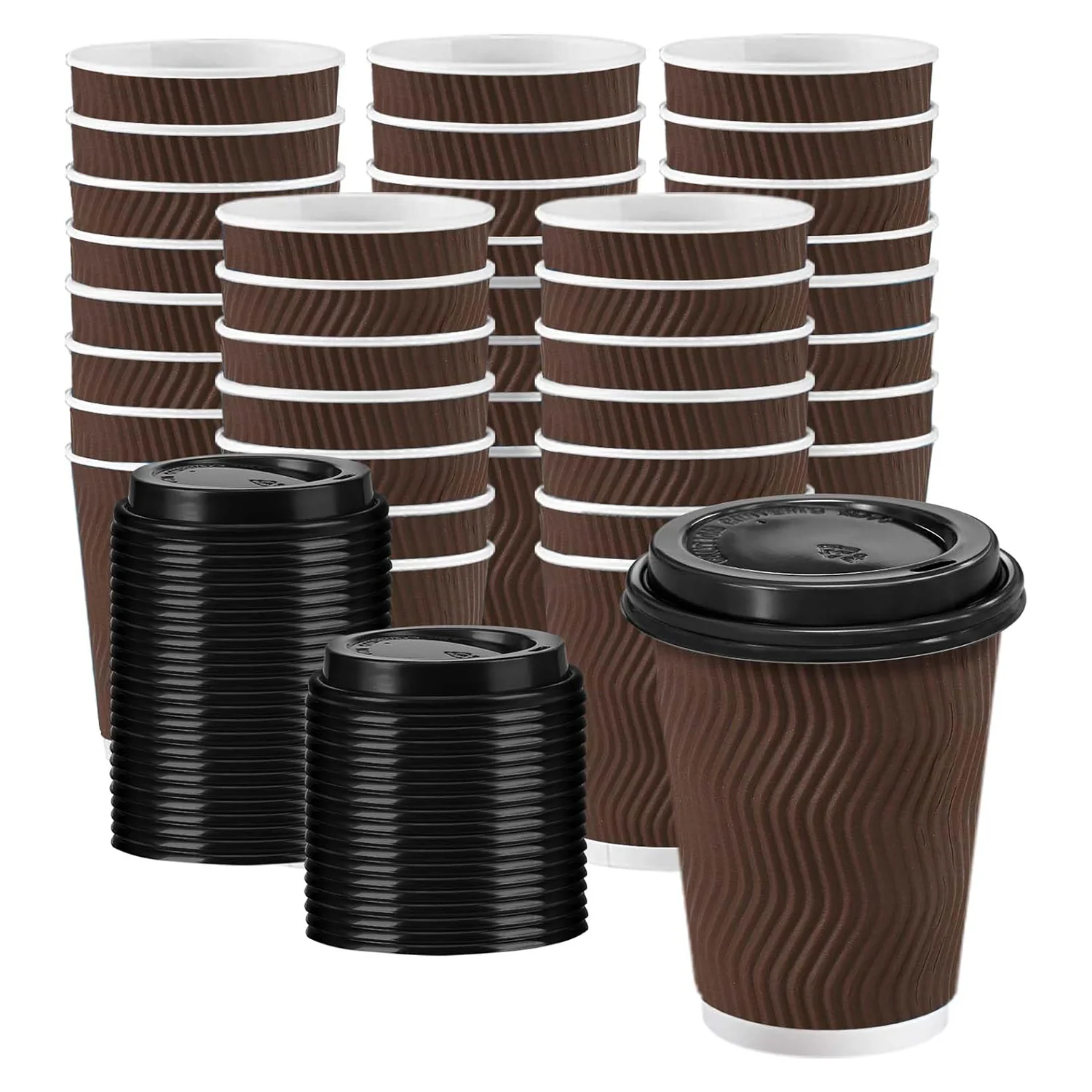 Custom logo Printing Cafe Takeaway 12oz 16oz Ripple Wall Fruit Tea Paper Cup Packaging with Lid