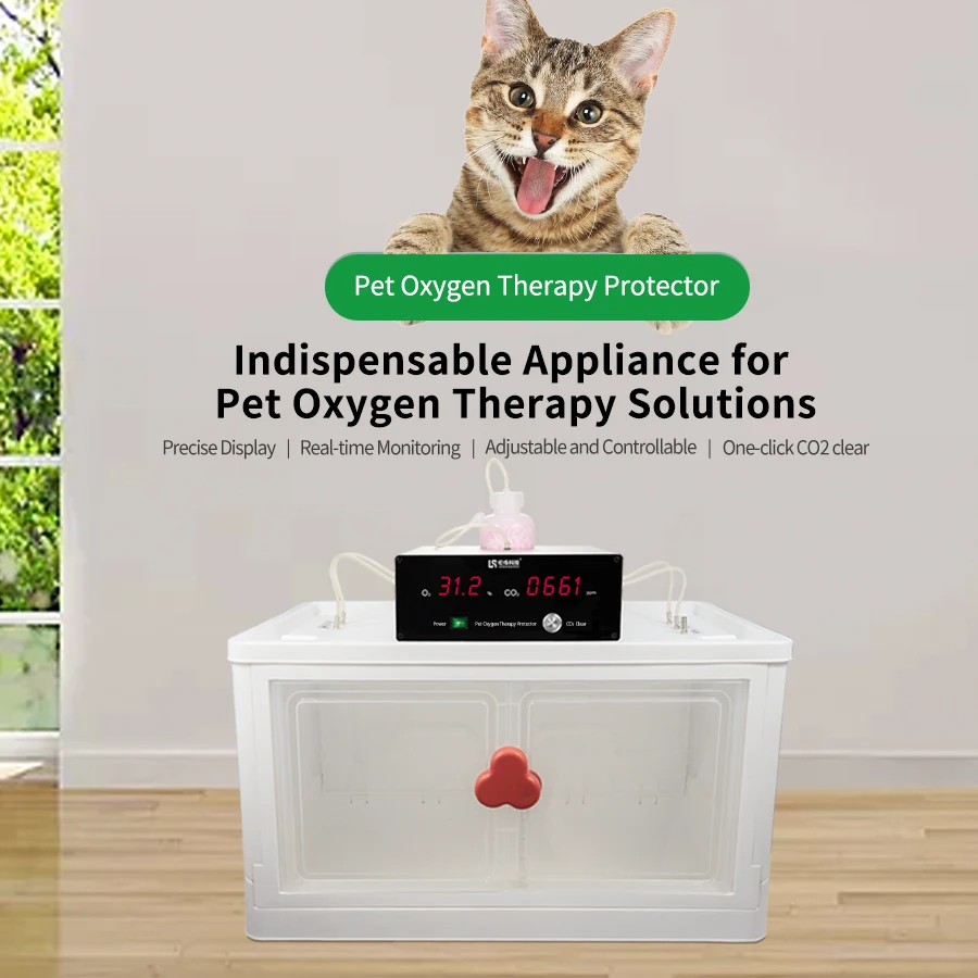 Pet Oxygen Therapy Monitor Vet Icu Cage Cat Dog Puppy Incubator