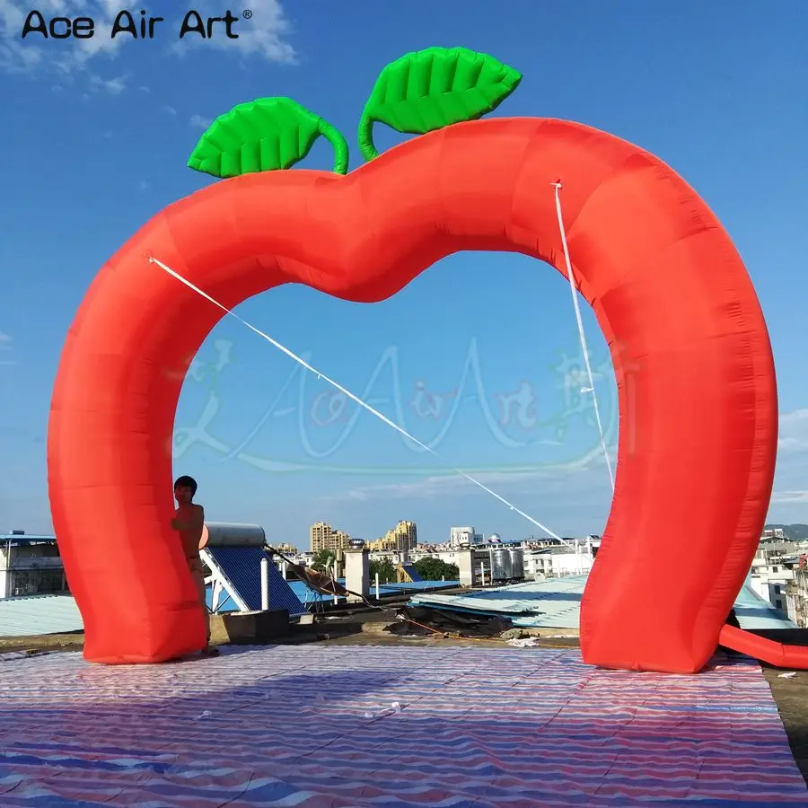Red Inflatable Apple Archway, Outdoor Promotion Gantry for Fruit Advertising & Event Decoration Includes Air Blower