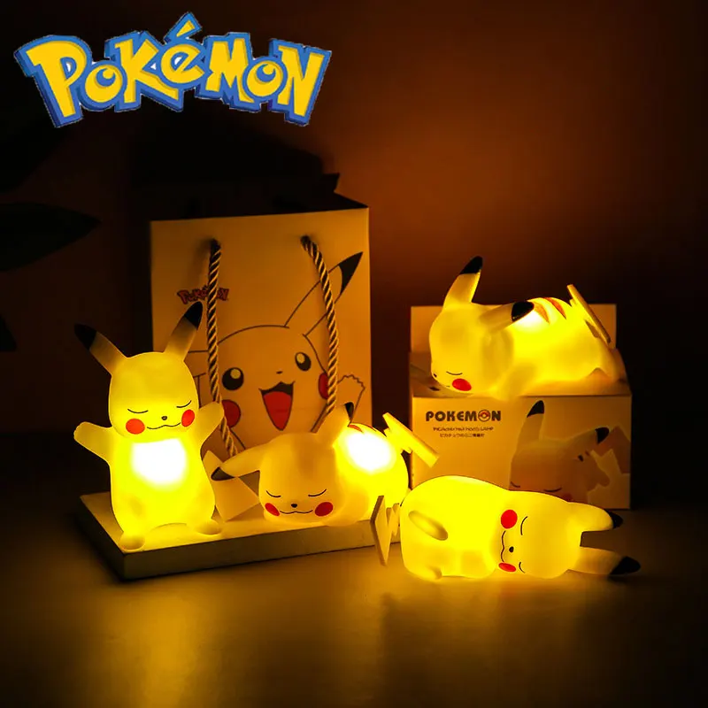 Pokemon Pikachu Action Figure Night Light Anime Cute Lamp For Kids Bedrooms Ornaments Children's