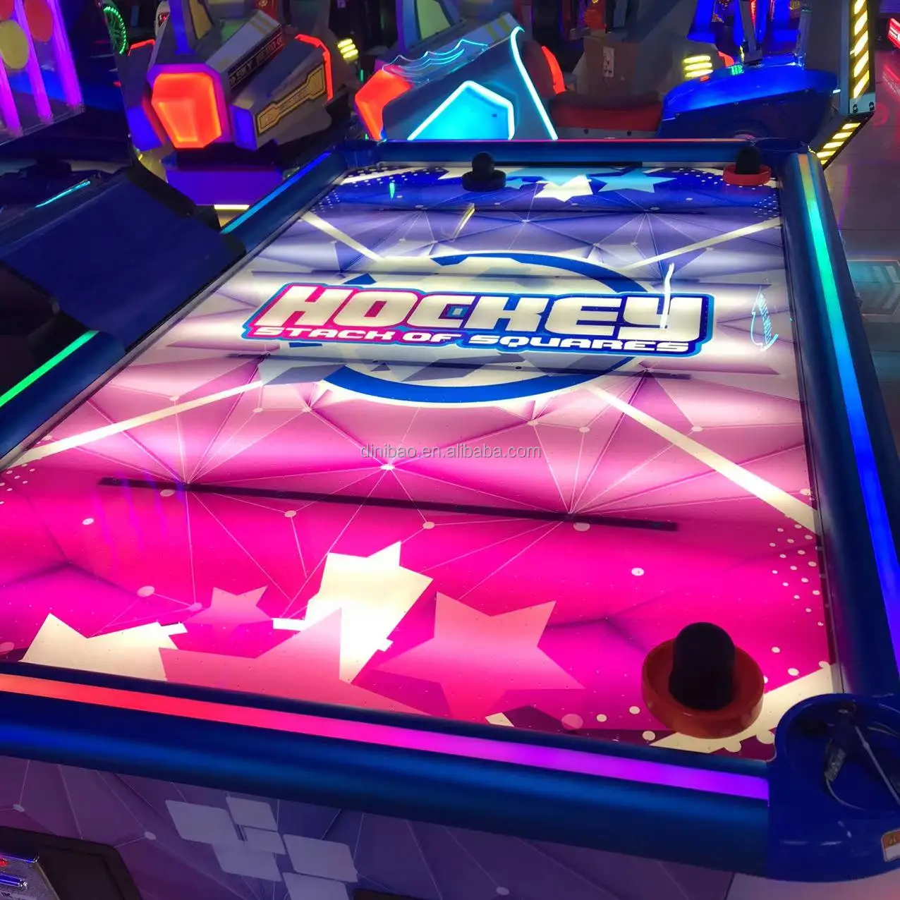 Coin Operated Air Hockey Arcade Game - Hockey Stack of