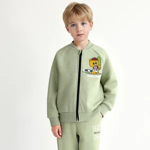 Wholesale 100% Cotton Kids Clothing Set Casual Long Sleeved Full Zipper Suit for Boys Natural Plant Dye