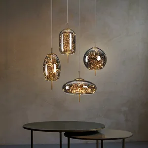 Indoor Hanging Lamps Nordic Living Room Kitchen Island Lighting Modern Black Gold Glass Ball Pendant Light