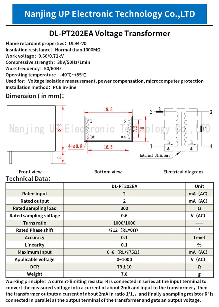 Njxse Dl Pt202ea Dl Pt202g Applicable 0~1000v Pcb Mini Voltage