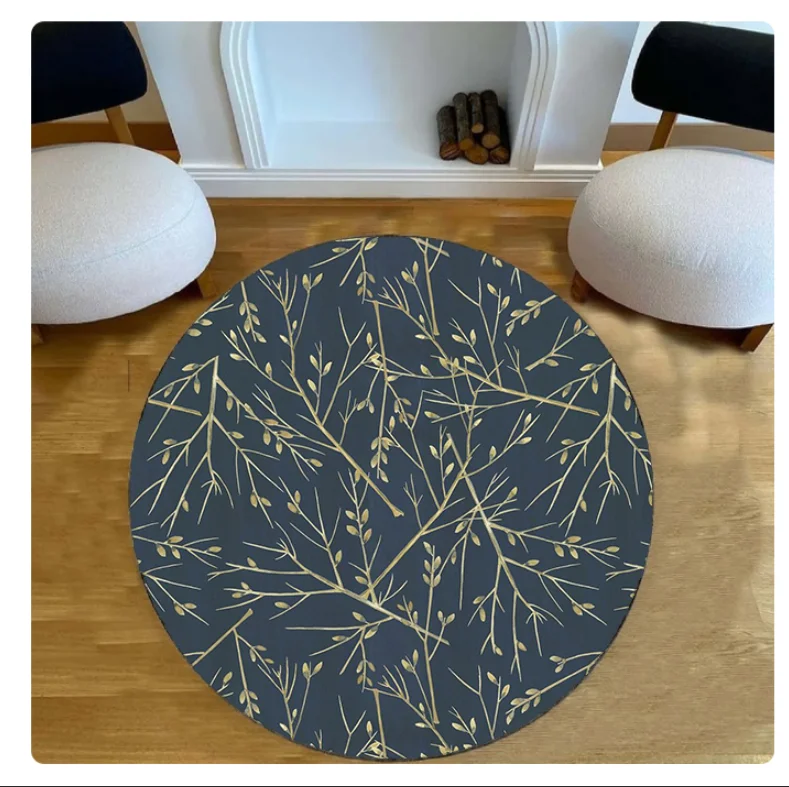 Custom Logo Mat Circle Carpet Anti-Slip Round Area Rug Large for Home Living Room Bedroom Decor Chair Drum Rug Chair Doormat