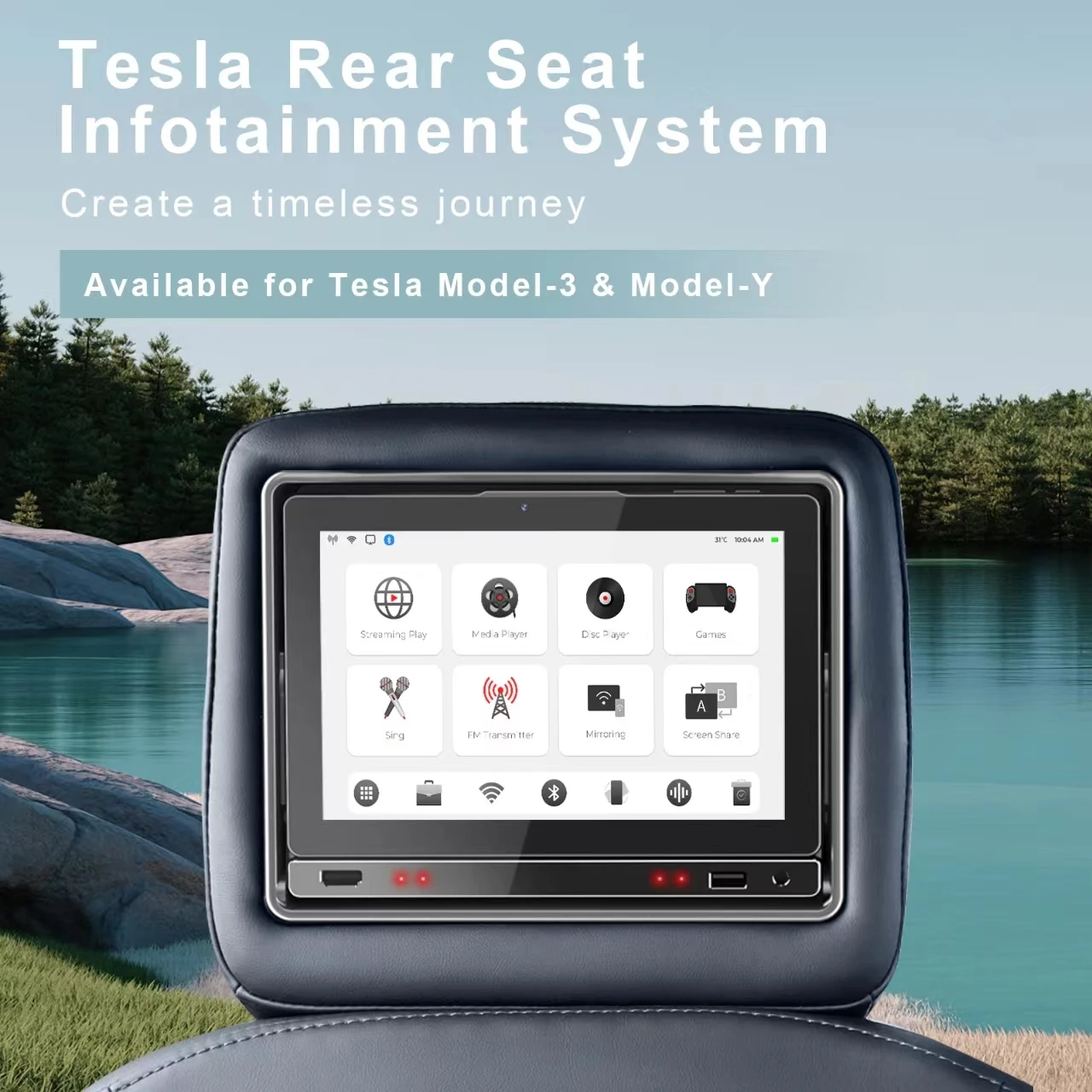 Tesla Model Y Accessories 2023 Car Rear Screen Headrest Android For ...