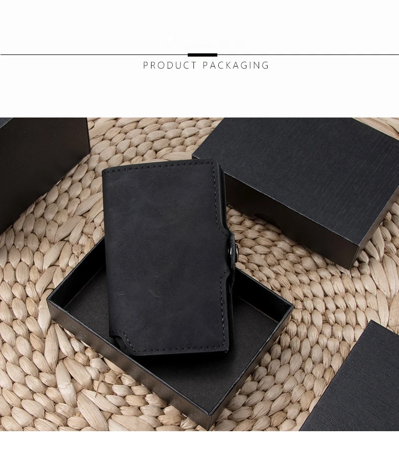 Vintage Pu Leather Credit Card Holder Wallet Rfid Steel Wallet