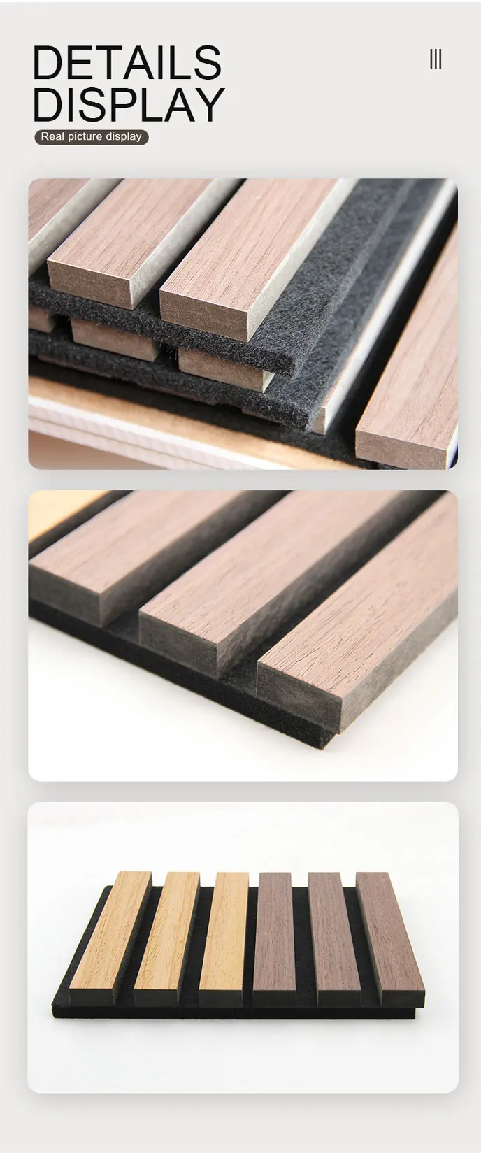 Acoustic Slat Wall Panel with Noise Reduction Coefficient 1.1 More Than 5 Years Warranty and 3D Model Design