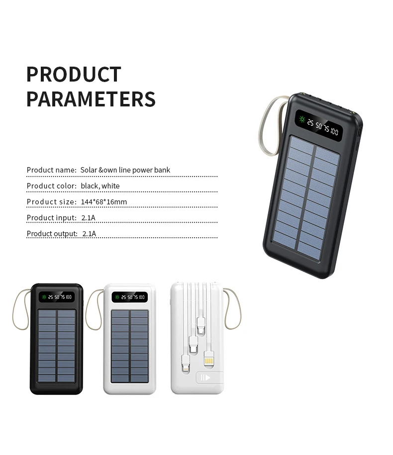 Dencron Portable Solar Power Bank 20000mah Solar Charger 20000mah Power