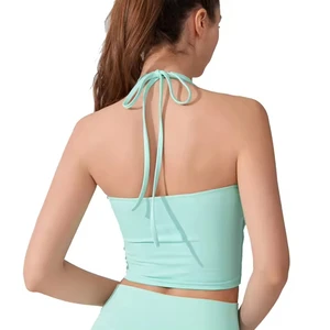 Backless Tie-Neck Yoga Tank Top Antibacterial Breathable Skin-Friendly Activewear for Women Fitness Yoga Top