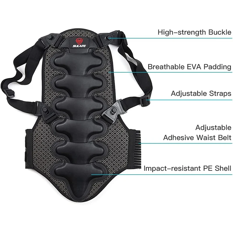 Hard PE Shell Motorcycle Riding Spine Protector with Detachable Thick EVA Protection Back Pad Back Protection Guard Clothing