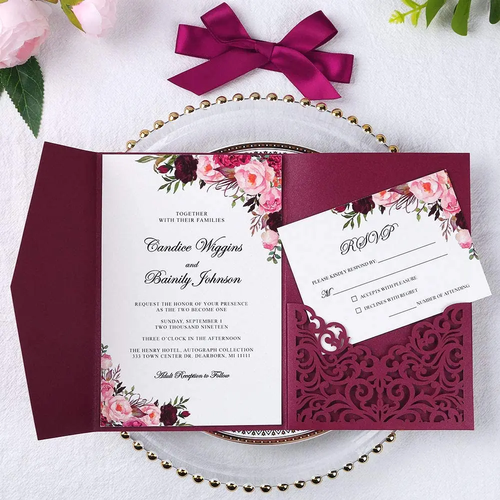 Laser-cut Folding Wooden Wedding Invitations With Hand-held Bags, Luxury  Wedding Cards With Envelopes And Floral Decorations, Message Card, Thank  You Card, Greeting Card, Blessing Card, Commemorative Card, Anniversary  Message Card - Temu