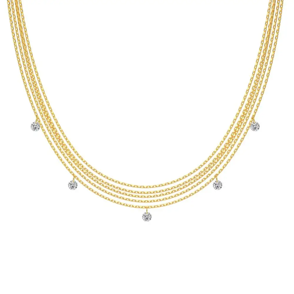 KAKODIY Multi Chain Round Zircon Pendant Charm 925 Sterling Silver Fine Jewelry Luxury Gold Plated Necklace detail 4