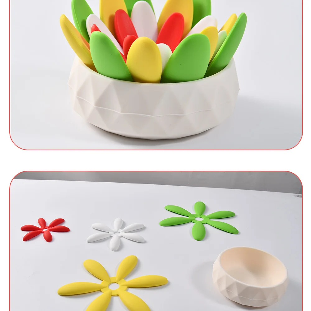 Modern Design Silicone Insulated Coaster Dining Mat Succulent Shaped High-Temperature Resistance for Coffee Pot Mat Decorations factory