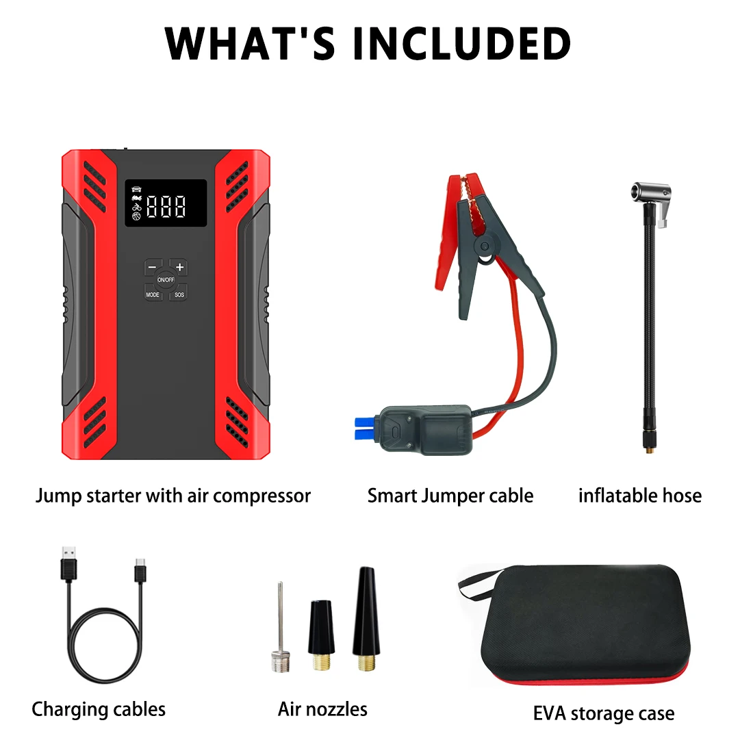 Новое поступление, оптовая продажа, портативное автомобильное пусковое устройство с воздушным компрессором, аккумулятор 29600 мВт