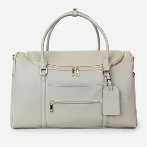 Custom Logo PU Faux Leather Ladies Travel Duffel Diaper Weekender Overnight Bag for Women