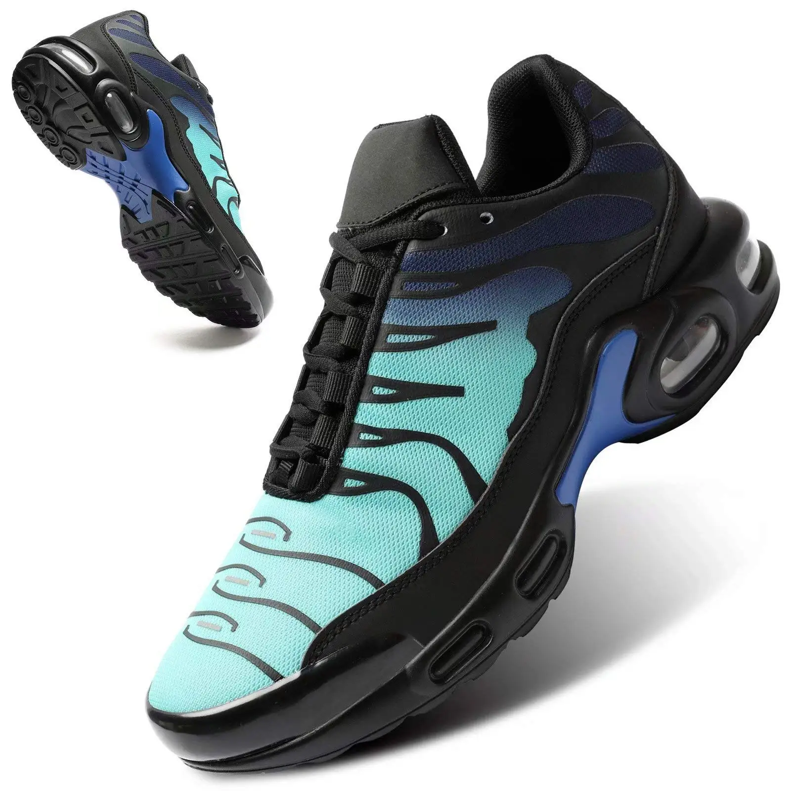 2022 fashion PU mesh breathable running students men air cushion sport shoes