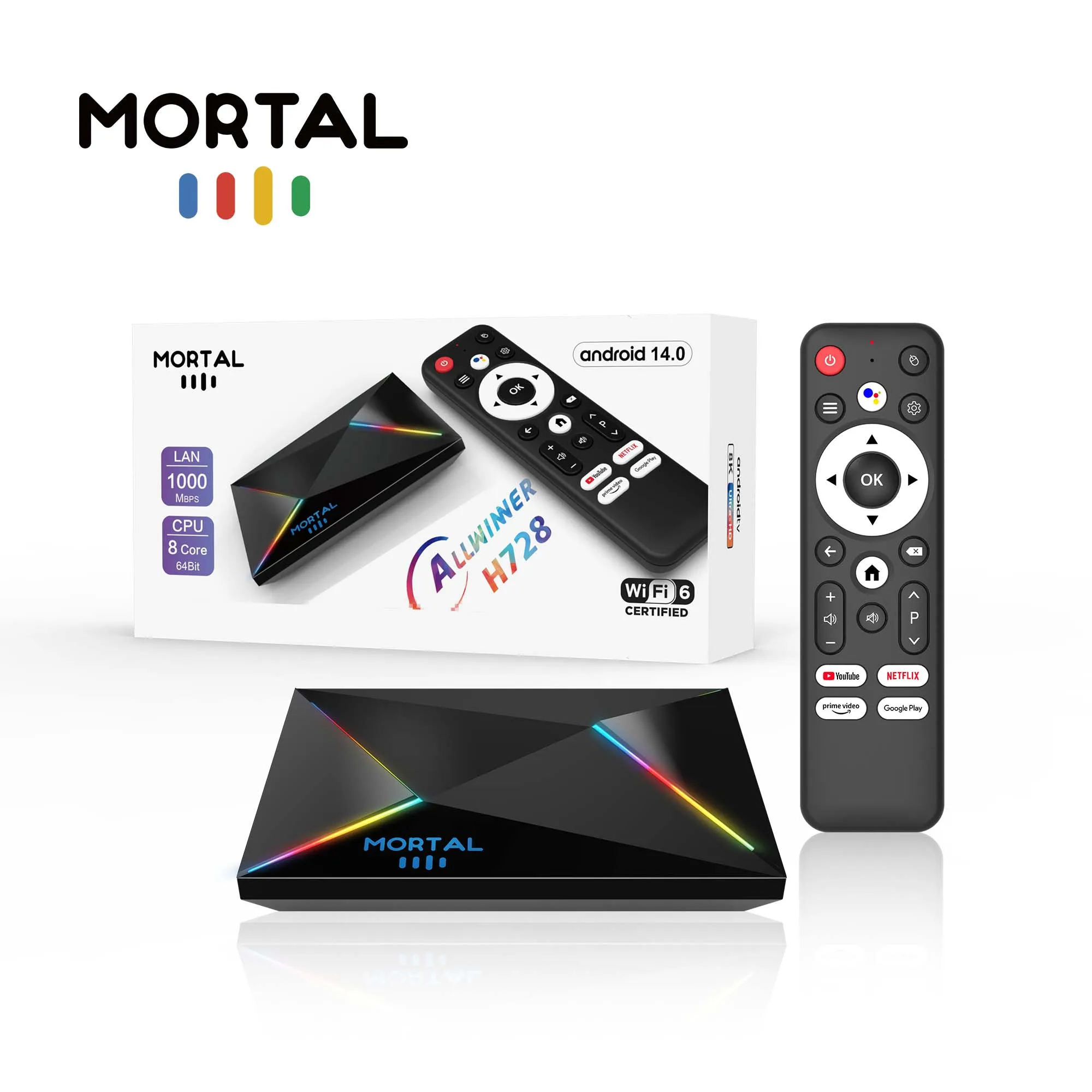 2025 Hot Allwinner H728 Chip Mortal T9 Smart TV Box Android 14