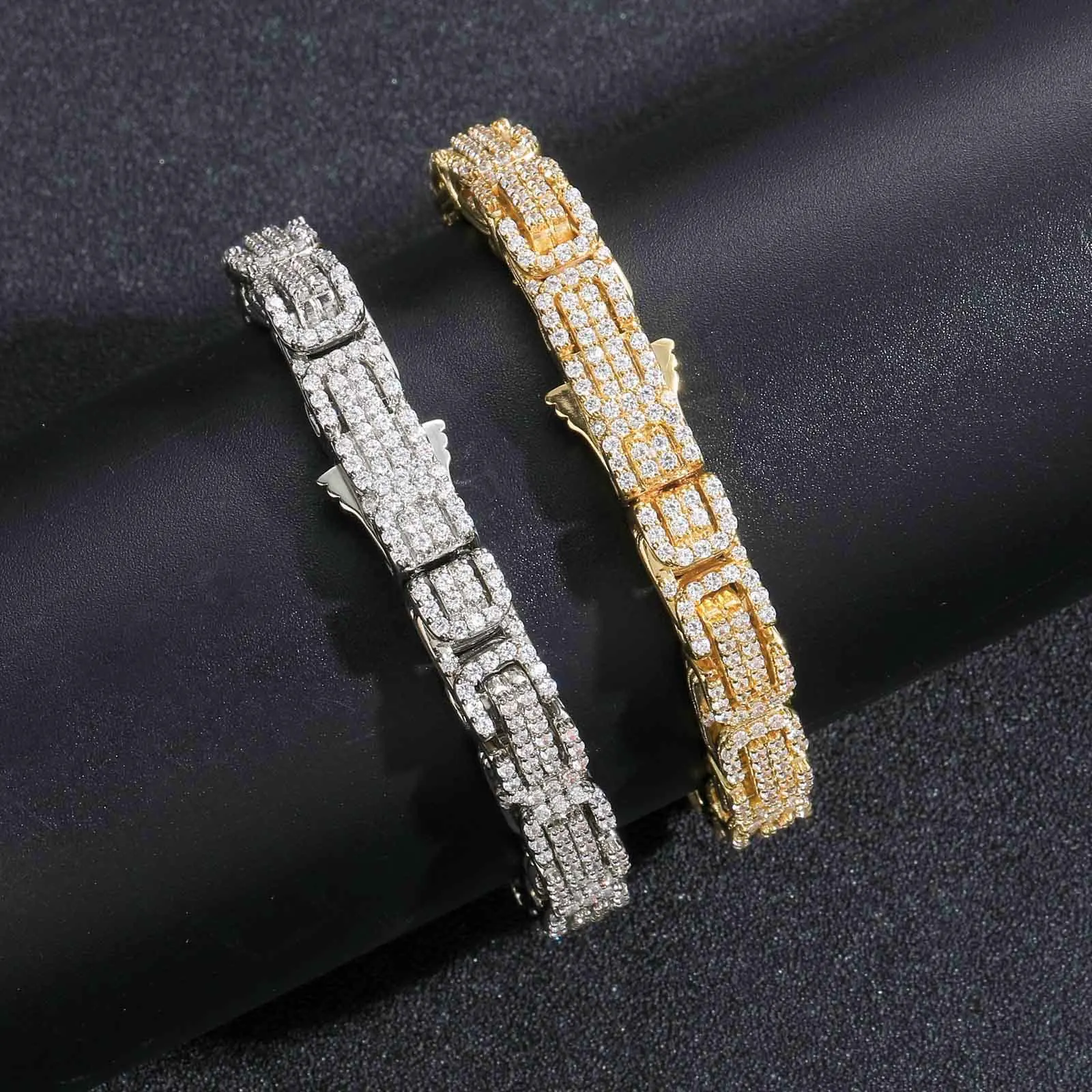 Hip Hop 9mm Byzantine Button Chain Brass Chain Cuba Chain Ice Zircon ...