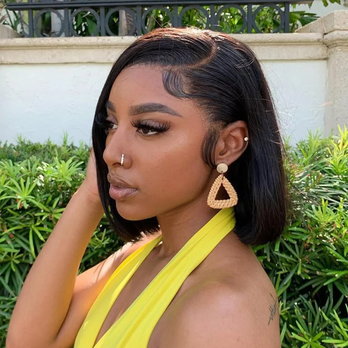 Parrucca Bob Capelli Umani Frontale Pizzo Capelli Remy 150 Densità Parrucche Donne Corto Pre Pizzicato_voghion.com