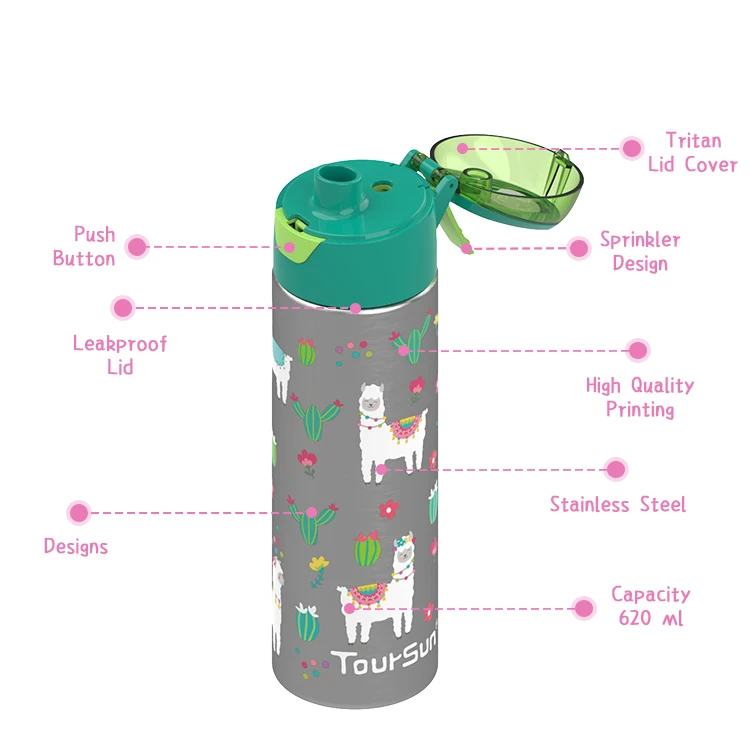 Toursun 620ml Insulated Stainless Steel Custom logo Insulated Sport Waterbottles With Spray Lids