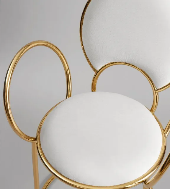 Unique Design Delicate Loop Armrests Accent Chair Brass Finish Stainless Steel Dining Chair for Living Room Dining Room