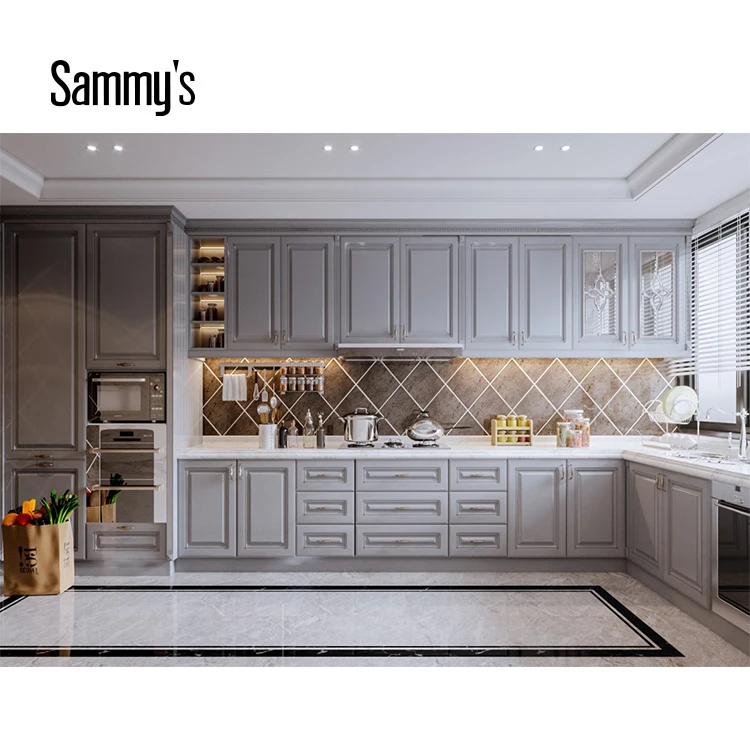 High Quality White Kitchen Cabinet Modern Kitchen Cabinets & Accessories Simple American Style Lacquer Kitchen Cabinet