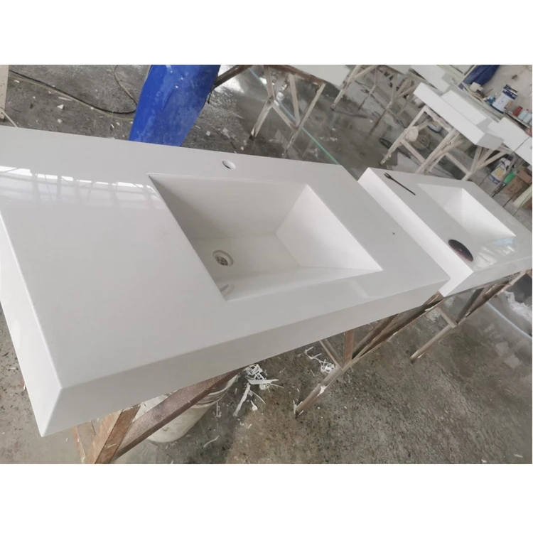Solid Surface Kitchen Sink Quartz Stone Wash Basin Waste Used Hotel Marble Washing Basin Customized Design